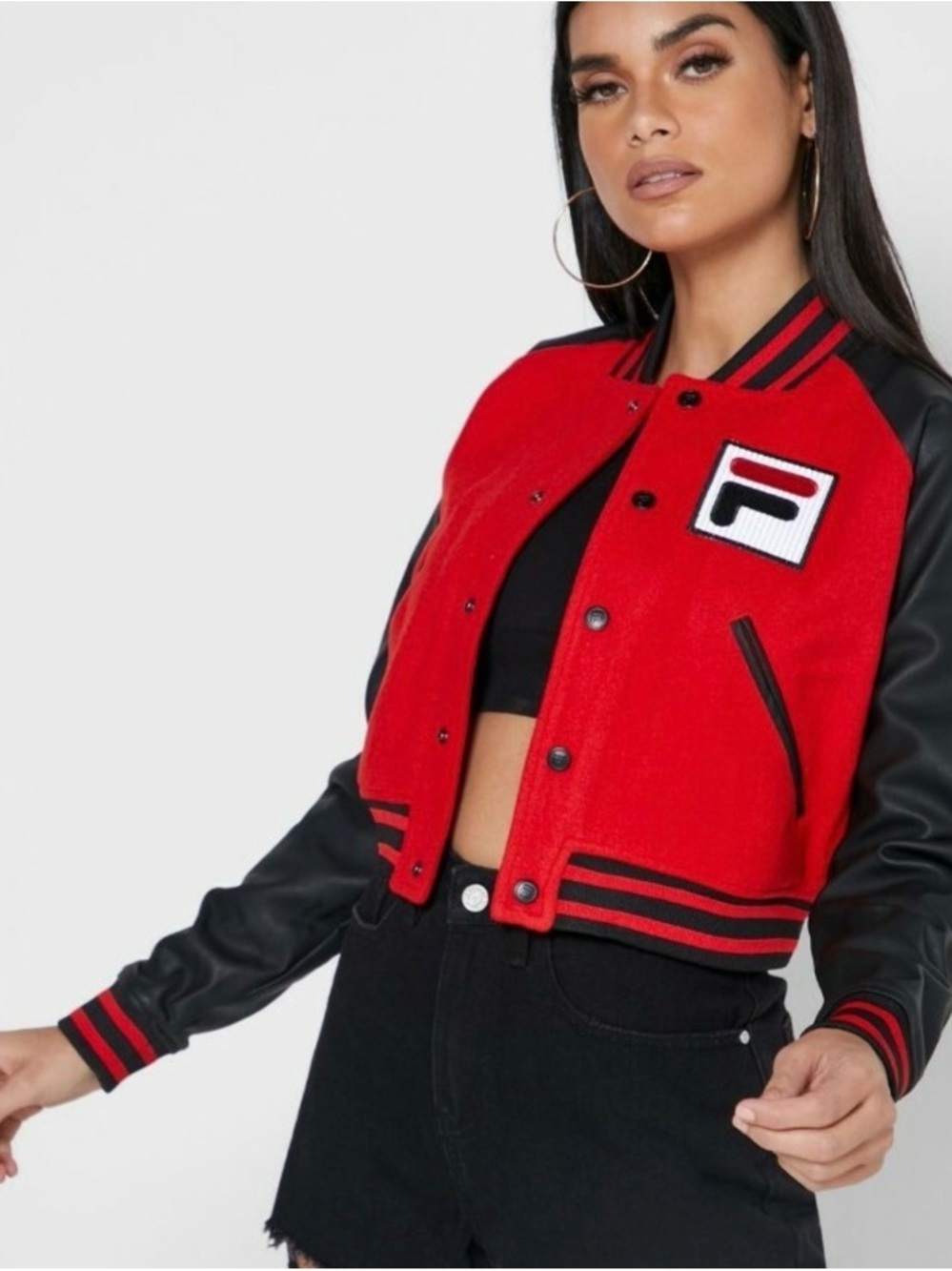 FILA Red and Black Women's Varsity Jacket M - Picture 12 of 14